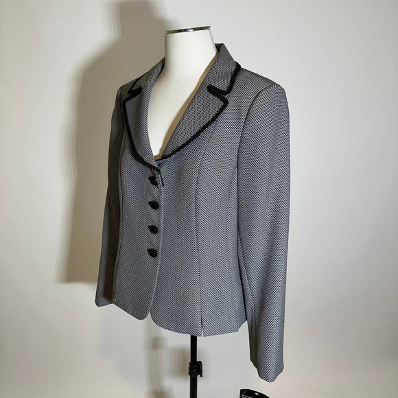 NWT Collections for Le Suit Blazer Suit Jacket Womens Size 16 Career Black/White - Picture 4 of 11